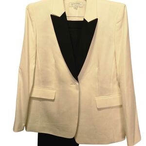Tahari Cream Blazer with Black Shawl Lapel